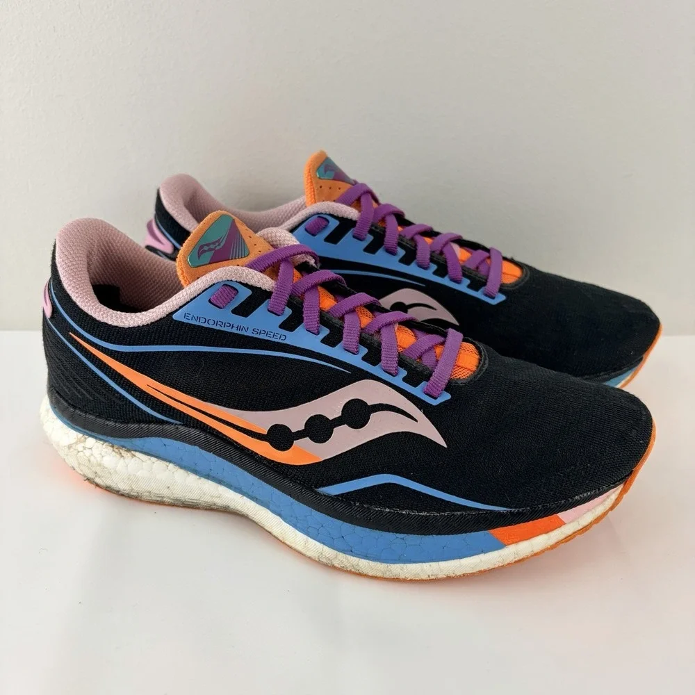 Saucony Endorphin Speed Black Orange Pink Women's Running‎ Shoes US 9 EU 40.5